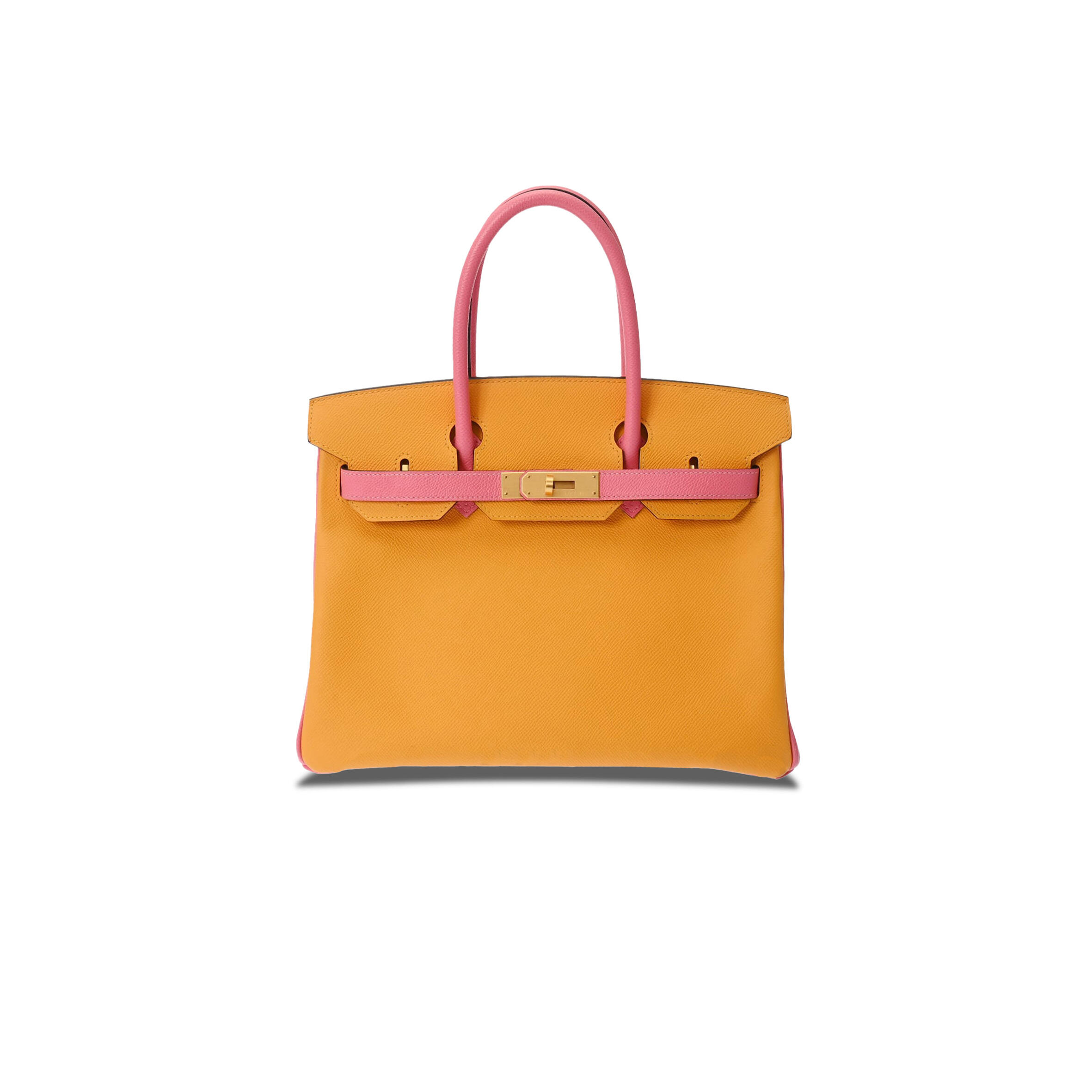 H**me5 BIRKIN 25 EPSOM AMBER LIPSTICK POWDER GOLD BUCKLE BAG H028369CK76 (25*18*13cm) Master Quality